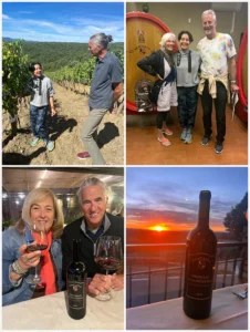 "Il meraviglioso vino della Cantina San Carlo e della nostra amica Gemma." Cheri e Peter dagli USA con i loro amici, Settembre 2024
